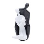 Estatueta Figurino Casal Sentados de Cerâmica 23,5cm Rojemac Preto/Branco