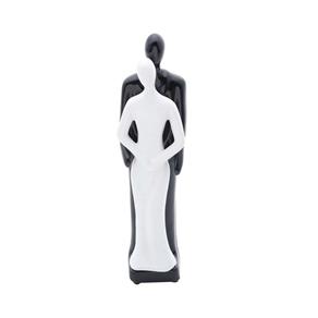 Estatueta Figurino de Casal 30Cm Black And White de Cerâmica - F9-2037 - Preto