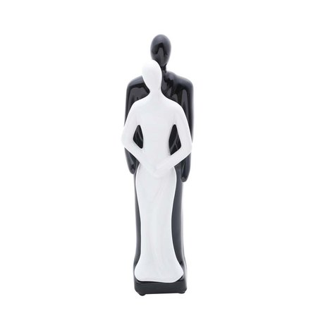 Estatueta Figurino de Casal 30Cm Black And White de Ceramica - F9-2037