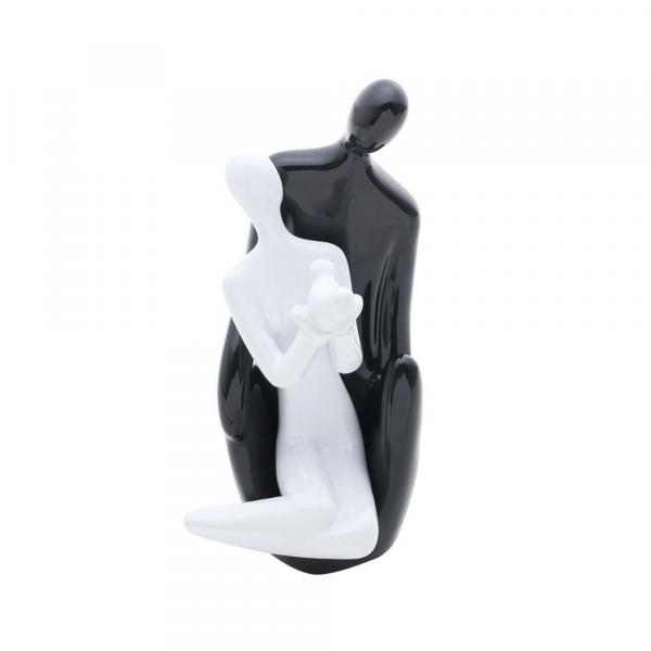 Estatueta Figurino de Casal Sentados 235Cm Black And White de Ceramica - F9-2038 - Prestige