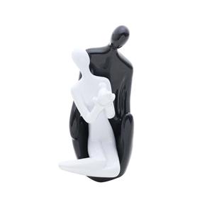 Estatueta Figurino de Casal Sentados 235Cm Black And White de Cerâmica - F9-2038 - Preto