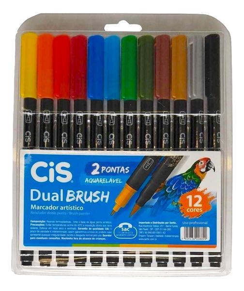 Estojo Canetas CIS Dual Brush 12 Cores