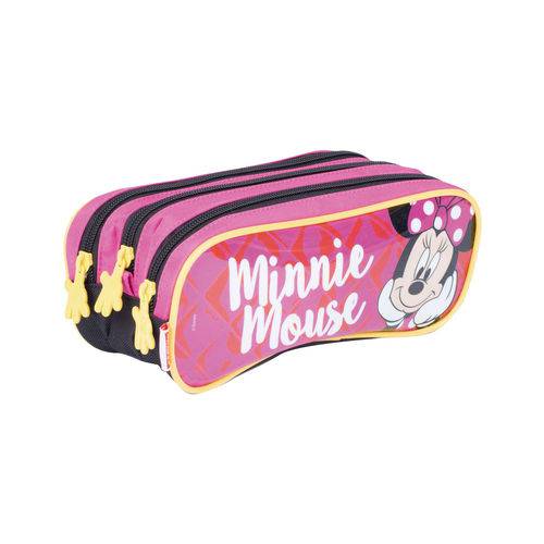 Estojo 3 Compartimentos Minnie Mouse 19y Rosa Original