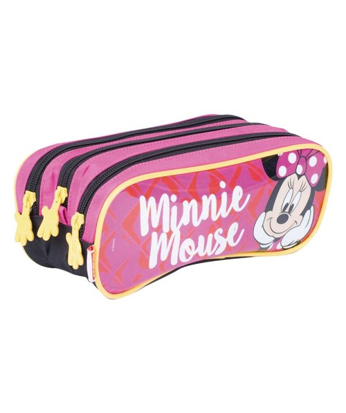 Estojo 3 Compartimentos Minnie Mouse 19Y Rosa Original