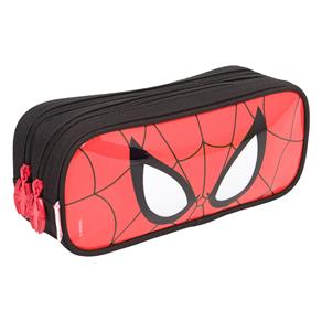 Estojo Escolar Sestini Spider-Man 16Z 2 Compartimentos - Preto/Vermelho
