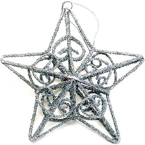 Tudo sobre 'Estrela Aramada Purpurinada Prata 6cm - 1Unid - Importado'