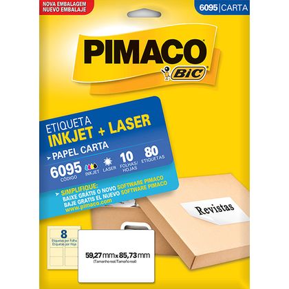 Etiqueta Adesiva 6095 59,27x85,73mm Branca - Pimaco Pimaco