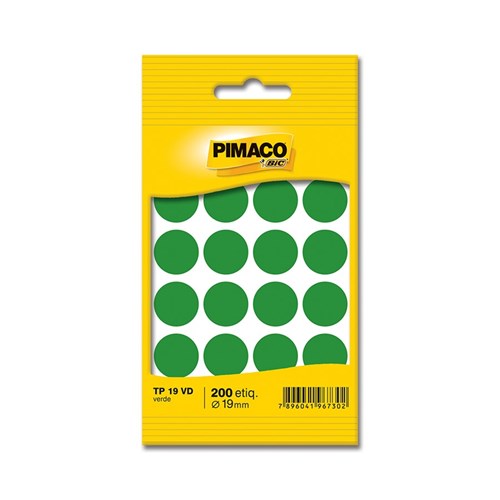 Etiqueta Adesiva Redonda 19mm Verde Pimaco com 200 Unidades