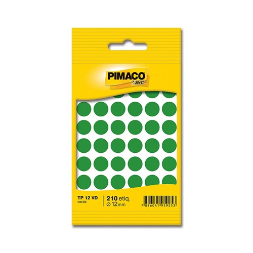 Etiqueta Adesiva Redonda 12mm Verde Pimaco com 210 Unidades