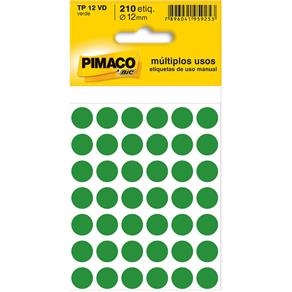 Etiqueta Autoadesiva Verde 12mm- TP12VD - C/ 210 Etiquetas - Pimaco