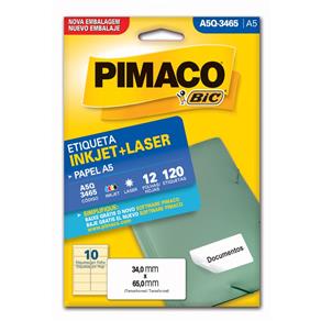 Etiqueta Inkjet Laser A5 34X65Mm A5Q-3465 Pimaco