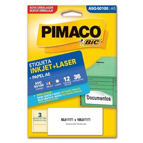 Etiqueta Inkjet Laser A5 50X100Mm A5Q-50100 Pimaco