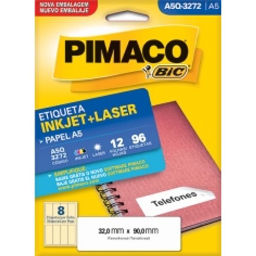 Etiqueta Inkjet/Laser A5 Q3272 32x90 96 Unidades Pimaco