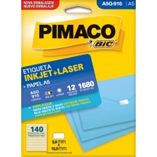 Etiqueta Inkjet/Laser A5 Q916 09x16 1680 Unidades Pimaco