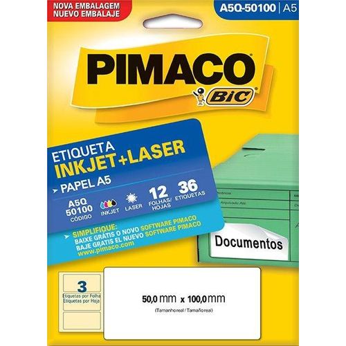 Etiqueta Inkjet/LASER A5Q-50100 Pimaco