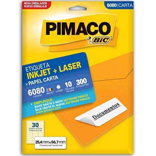 Etiqueta Laser/Jet Carta 6080 25,4x66,7 Pimaco Cx C/10f