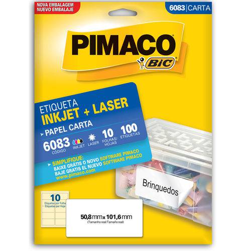 Etiqueta Pimaco 6083 - 100 Etiquetas - 50,8 X 101,6 Mm