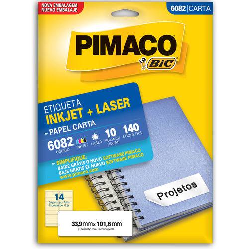 Etiqueta Pimaco 6082 - 140 Etiquetas - 33,9 X 101,6 Mm