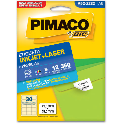 Etiqueta Pimaco A5q-2232 - 360 Etiquetas - 22,0 X 32,0 Mm