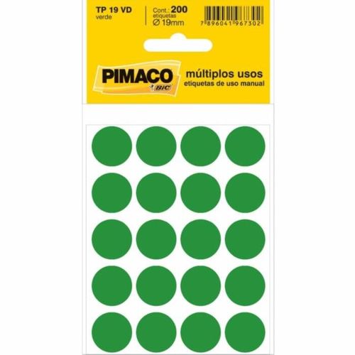 Etiqueta Pimaco Tp 19 Vd Verde Redonda 15248