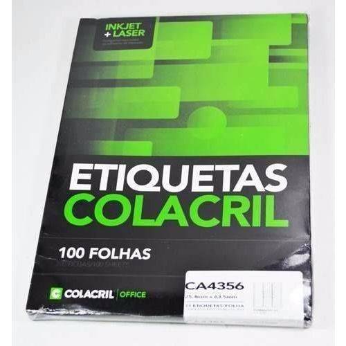 Etiquetas Colacril Ca4356 - 25,4mm X 63,5mm 100 Folhas