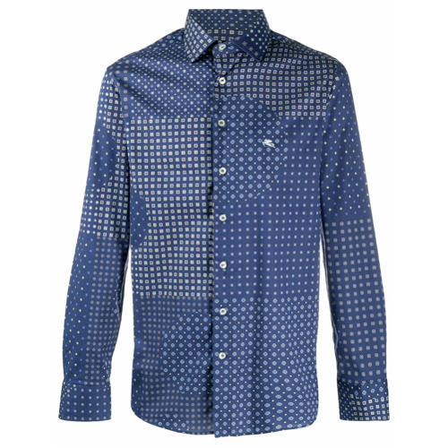 Etro Camisa com Abotoamento e Recortes - Azul