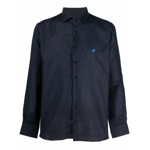 Etro Camisa de Linho com Abotoamento - Azul