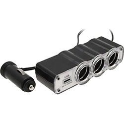 Extensão para Tomada Veicular 3 Conexões 12v e 1 USB 5v