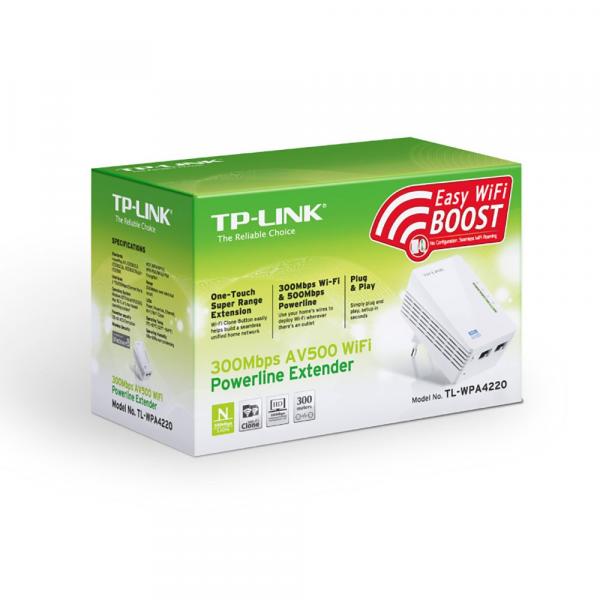 Extensor de Alcance WI-FI TP-LINK Powerline WPA4220 300MB INDIV