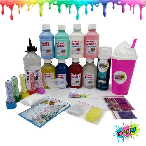 Tudo sobre 'Faça Sua Slime com Kit Slime Completo Colas Coloridas + Jelly Cubes + Neve + Copo - Ine Slime'