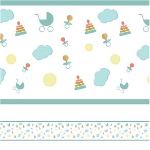 Adesivo de Parede Faixa Decorativa Infantil Baby 5mx10cm - Colorido