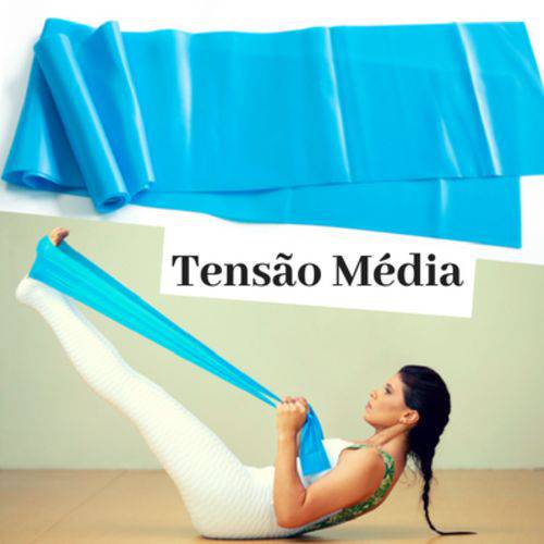 Faixa Elástica Yoga Pilates Tipo Thera Band Azul Tensão Média 1m50cm Pbk Sports