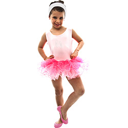 Fantasia Bailarina Luxo Infantil Rosa - Jade Fantasias