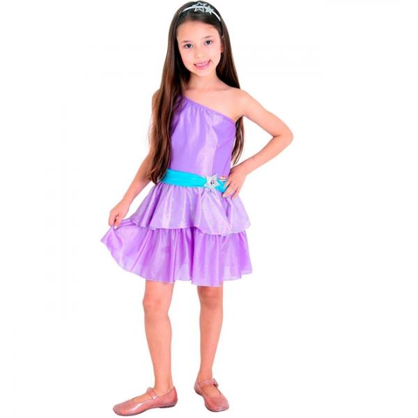 Fantasia Barbie Princesa Pop Star Infantil Pop com Tiara - Sulamericana