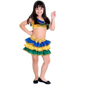 Fantasia Brasileirinha Feminino Infantil Completa Sulamericana - G / 9 - 12