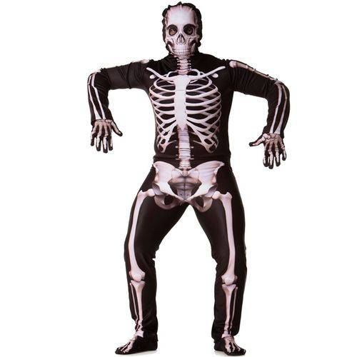 Tudo sobre 'Fantasia de Halloween Adulta Masculino Luxo Esqueleto com Máscara e Luvas - M 40 - 42'
