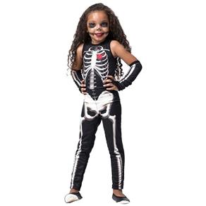 Fantasia de Halloween Infantil de Esqueletinha com Luvas - G