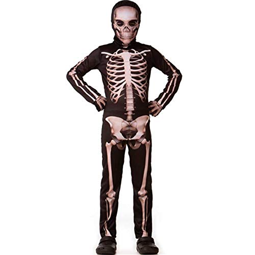 Fantasia de Halloween Infantil Masculino Esqueleto com Gorro Estampado GG 11-12