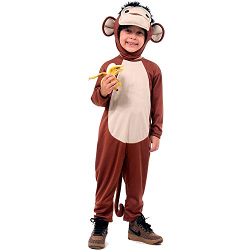 Fantasia de Macaco Infantil Animais Completa com Capuz G 5-6