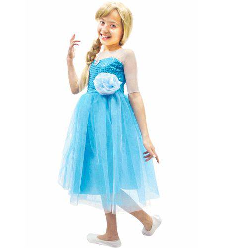 Fantasia Frozen Elsa Std Princesa Infantil Disney