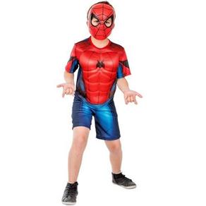 Fantasia Homem Aranha Curta com Músculos Spiderman Infantil - P