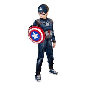 Fantasia Infantil Capitão América Vingadores da Marvel com Máscara e Escudo - Capitão América - Médio