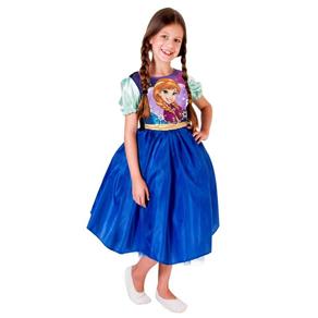 Fantasia Infantil Frozen Anna Standard - Rubies - M - Azul