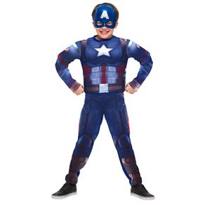 Fantasia Infantil Longa - Capitão América - Avengers - Marvel - Disney - Rubies