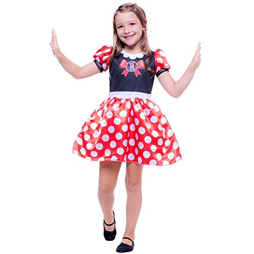 Fantasia Infantil Vestido Minnie Mouse Tamanho 3 à 12 Anos (G (10 a 12 Anos))