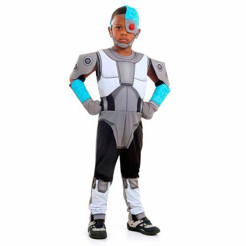 Fantasia Jovens Titans Infantil Cyborg Luxo - M 5 - 8