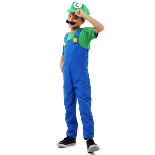 Fantasia Luigi Infantil Luxo - Super Mario P