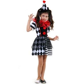 Fantasia Palhaça do Mal Infantil Halloween com Chapéu - M