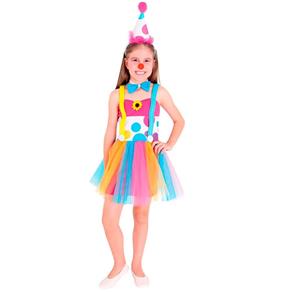Fantasia Palhacinha Vestido Infantil com Chapéu - G / 9 - 12