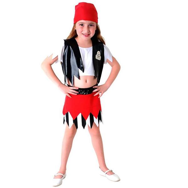 Fantasia Pirata Feminino Infantil Completa com Bandana - Sulamericana